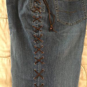 RETRO zana-di, denim jeans, lace up, flare leg, plus size 20